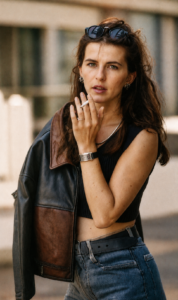 Model mit Lederjacke und Zigarette - Modelfotografie